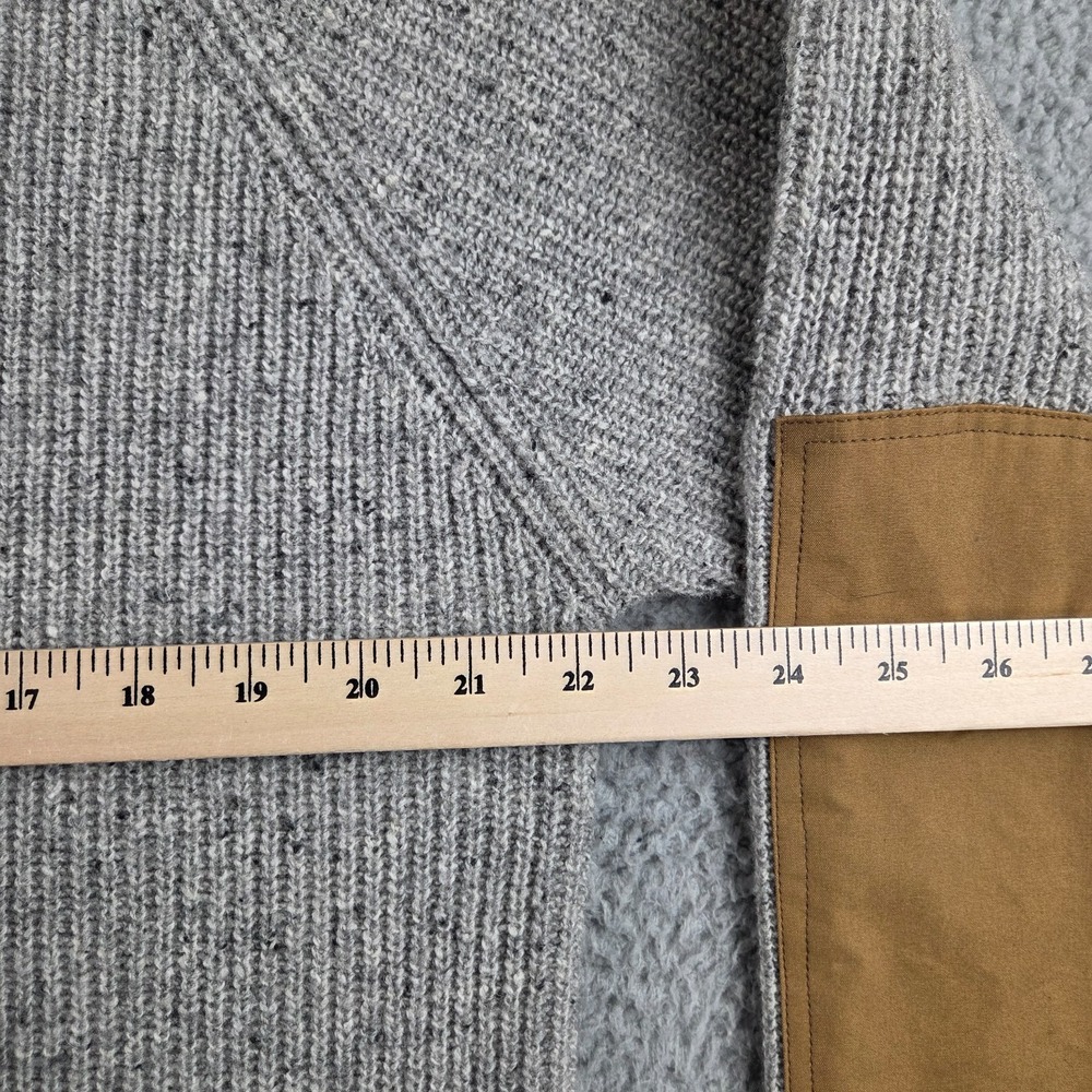 Flint and Tinder Donegal Sweater Mens 2XL Gray  Elbow Patches Lambswool Crewneck - Picture 6 of 8
